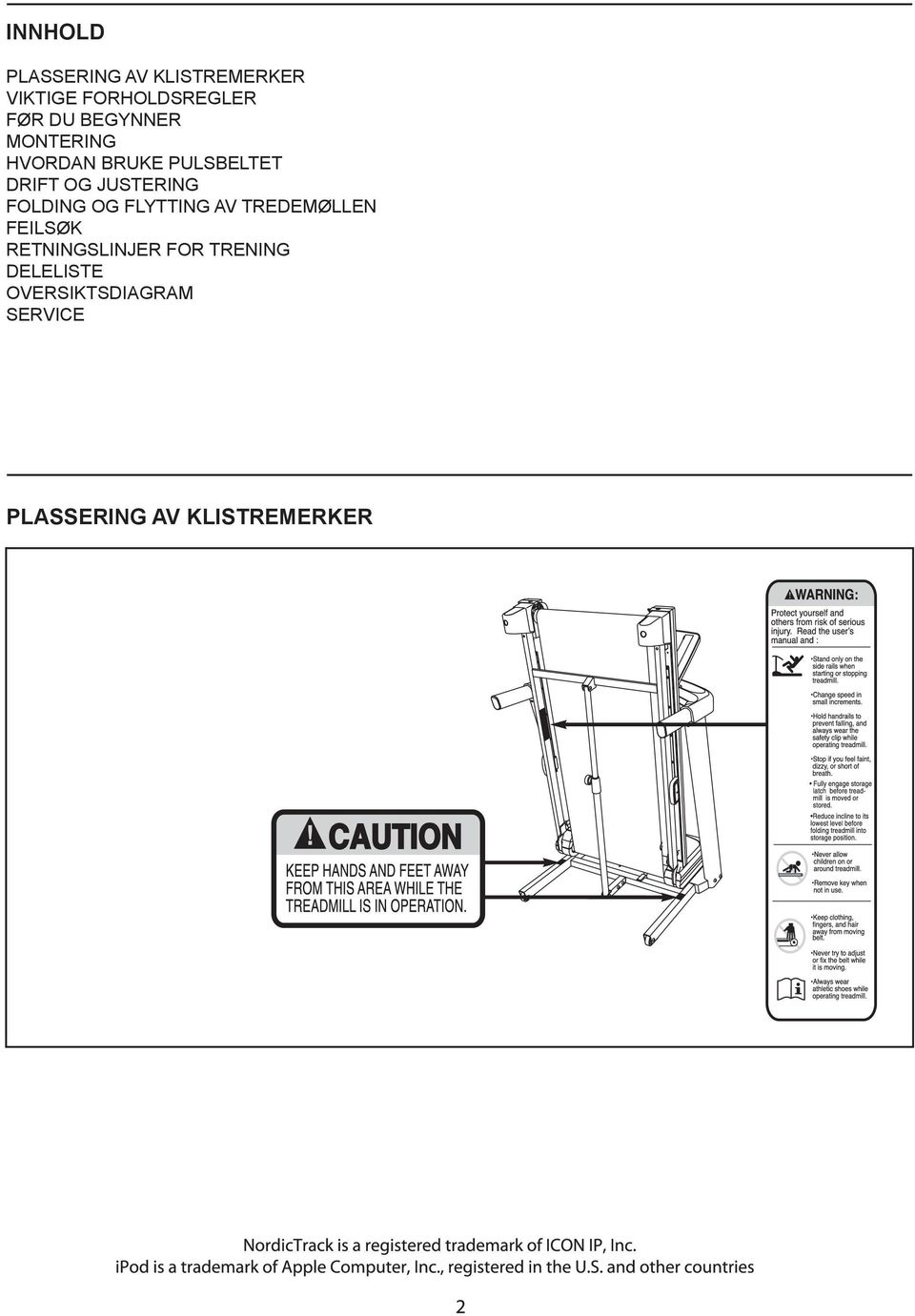 FOLDING OG FLYTTING AV TREDEMØLLEN FEILSØK RETNINGSLINJER FOR