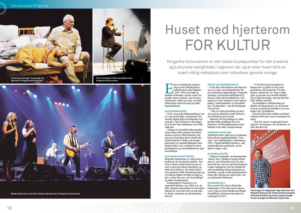 Show med Øyvind Blunck på Byscenen, Ringerike Kultursenter Buddy Holly show med Heine Totland på Byscenen, Ringerike Kultursenter.