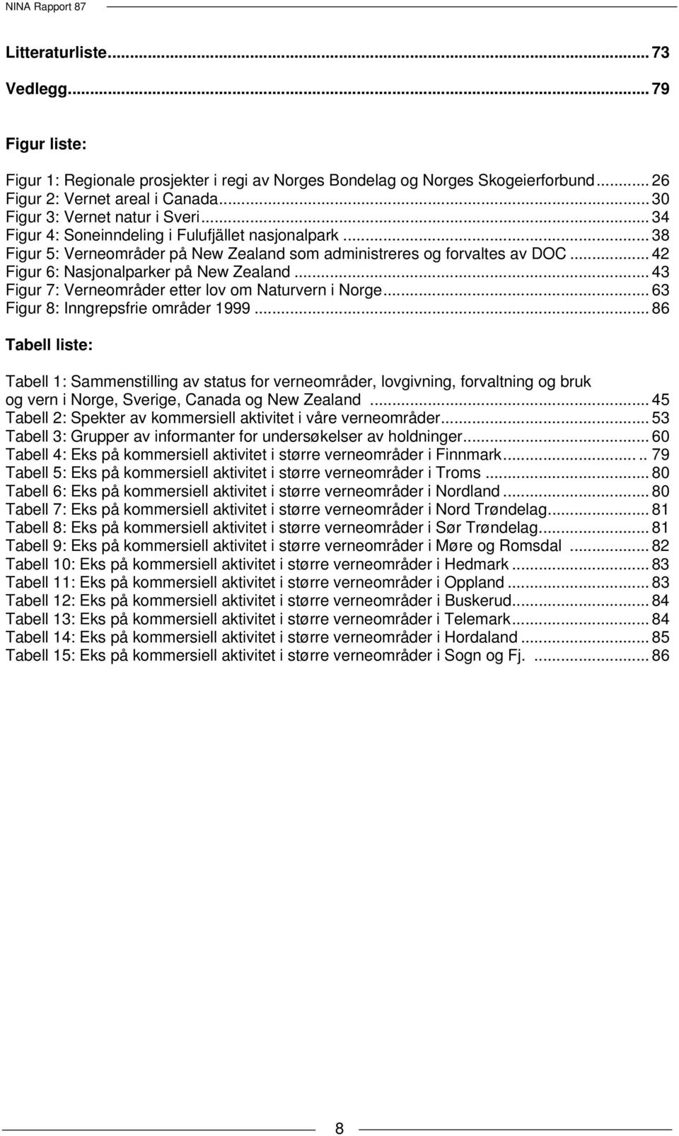 .. 42 Figur 6: Nasjonalparker på New Zealand... 43 Figur 7: Verneområder etter lov om Naturvern i Norge... 63 Figur 8: Inngrepsfrie områder 1999.