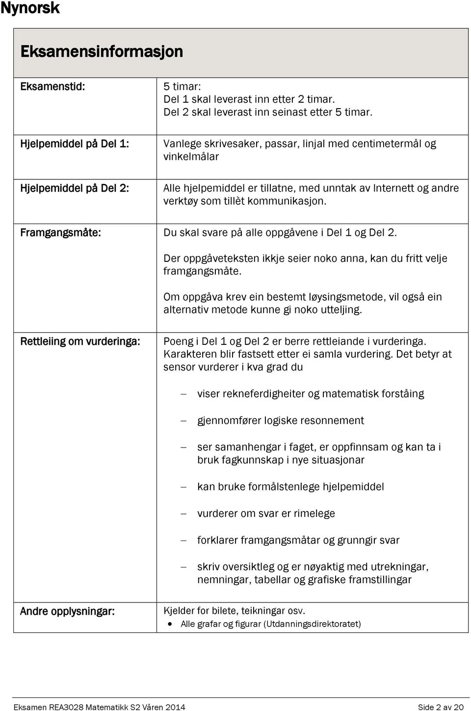 Framgangsmåte: Du skal svare på alle oppgåvene i Del 1 og Del. Der oppgåveteksten ikkje seier noko anna, kan du fritt velje framgangsmåte.