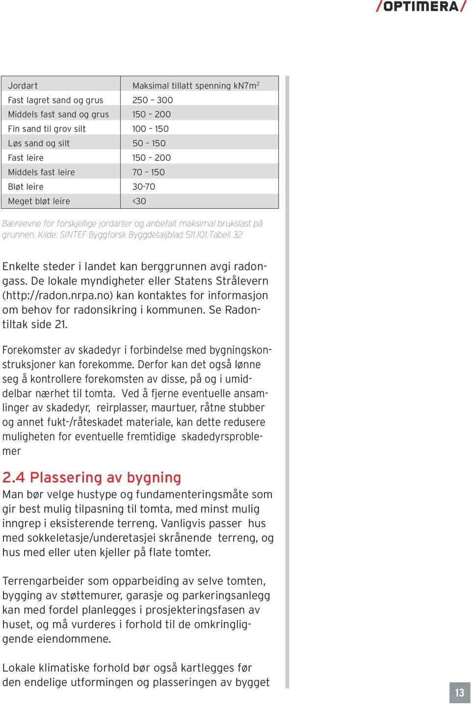 Tabell 32 Enkelte steder i landet kan berggrunnen avgi radongass. De lokale myndigheter eller Statens Strålevern (http://radon.nrpa.