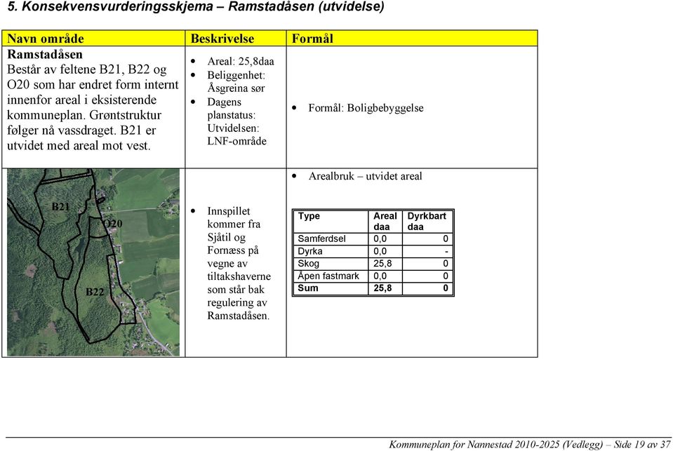 B21 er Utvidelsen: utvidet med areal mot vest.