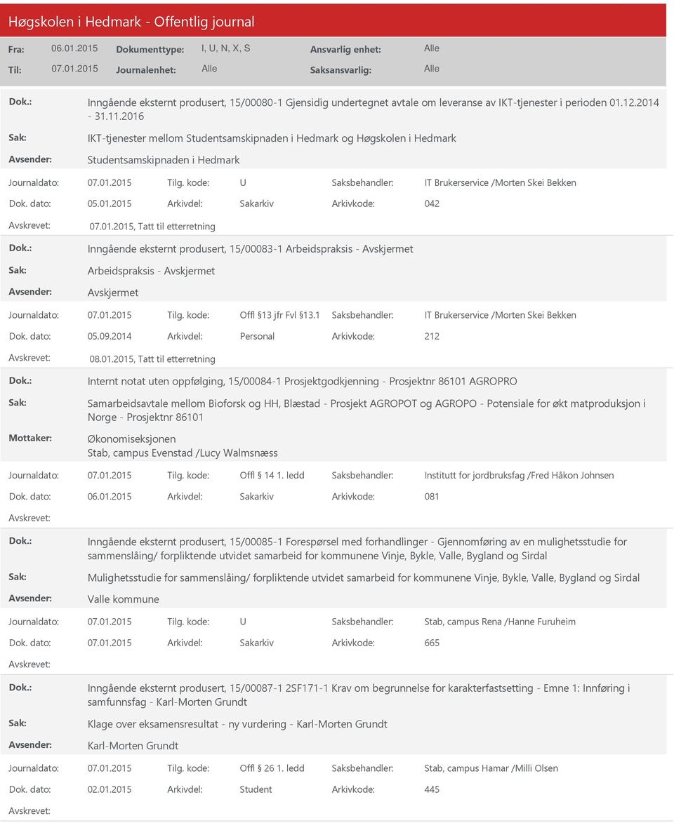 eksternt produsert, 15/00083-1 Arbeidspraksis - Avskjermet Arbeidspraksis - Avskjermet Avskjermet IT Brukerservice /Morten Skei Bekken Dok. dato: 05.09.2014