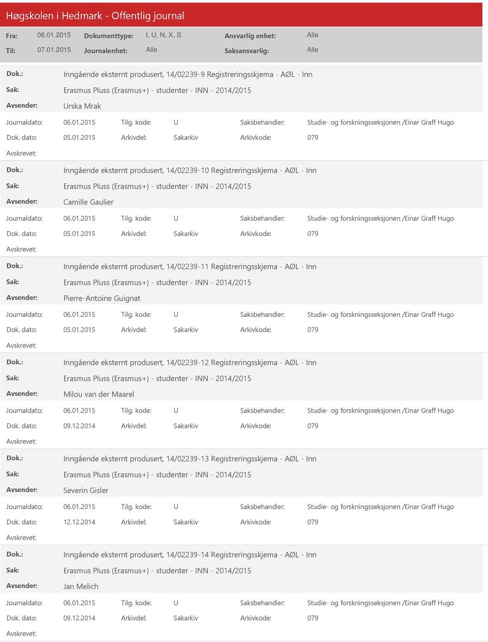 Registreringsskjema - AØL - Inn Milou van der Maarel Dok. dato: 09.12.