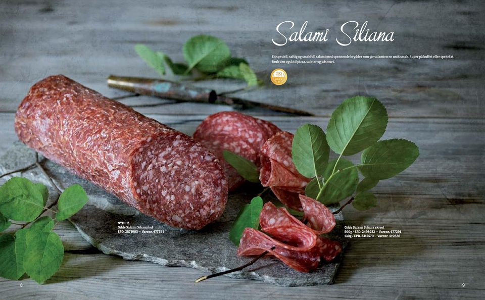 Bruk den også til pizza, salater og påsmurt. Gilde Salami Siliana hel EPD.