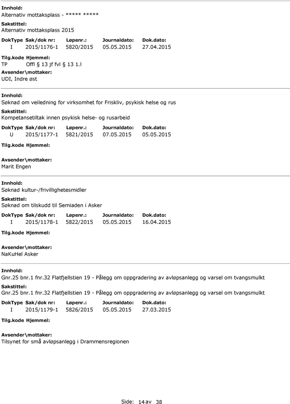 kultur-/frivillighetesmidler Søknad om tilskudd til Semiaden i Asker 2015/1178-1 5822/2015 16.04.2015 NaKuHel Asker nnhold: Gnr.25 bnr.1 fnr.