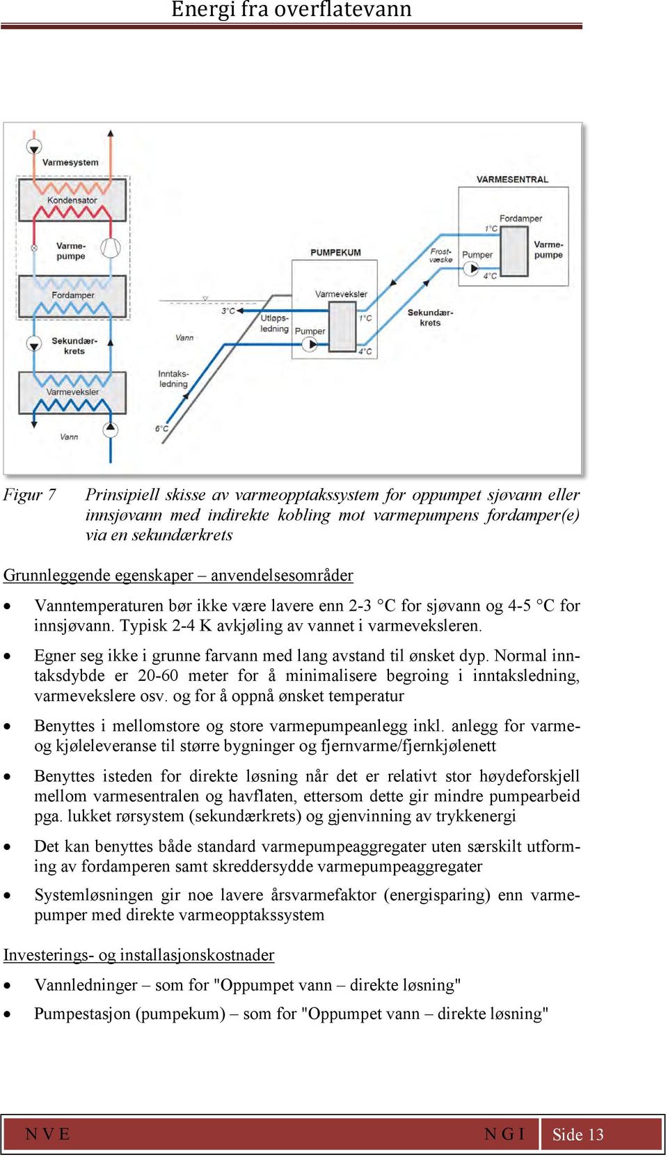 Egner seg ikke i grunne farvann med lang avstand til ønsket dyp. Normal inntaksdybde er 20-60 meter for å minimalisere begroing i inntaksledning, varmevekslere osv.