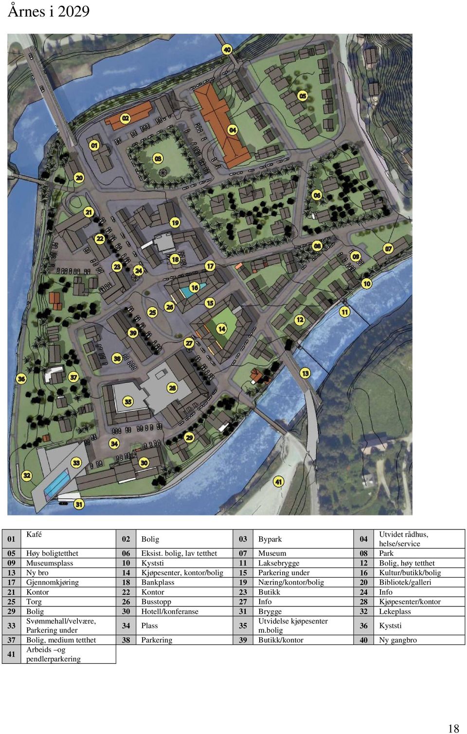 Kultur/butikk/bolig 17 Gjennomkjøring 18 Bankplass 19 Næring/kontor/bolig 20 Bibliotek/galleri 21 Kontor 22 Kontor 23 Butikk 24 Info 25 Torg 26 Busstopp 27 Info 28