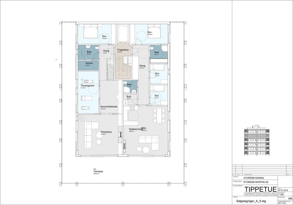 Kontor/bibliotek, m² Peisestue,0 m²