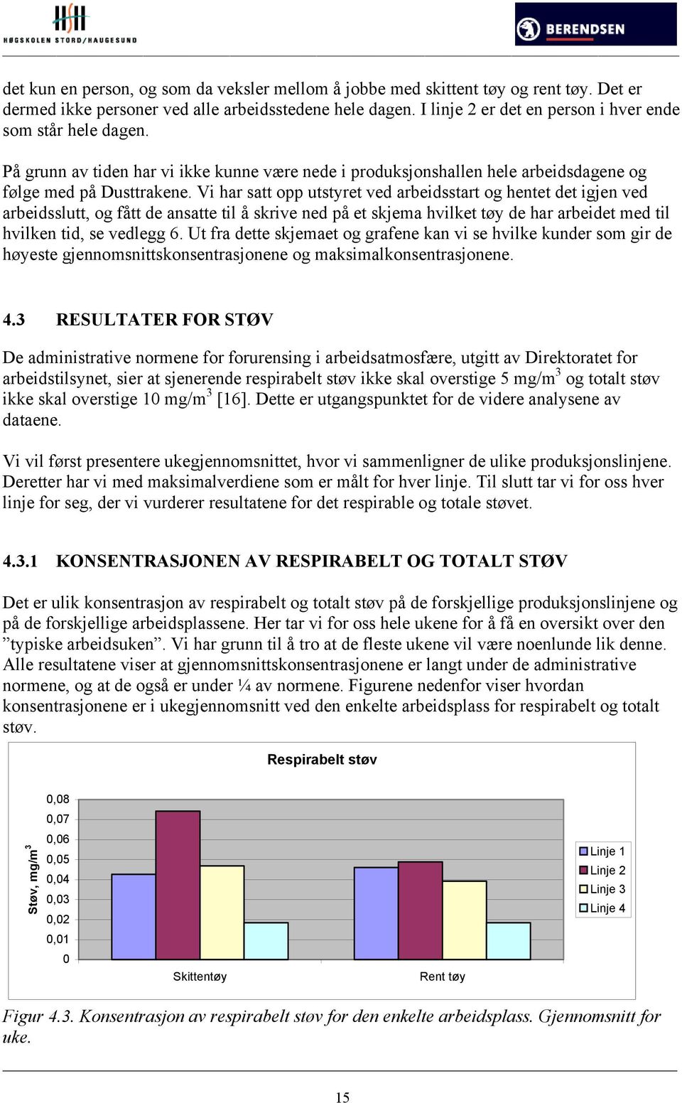 Vi har satt opp utstyret ved arbeidsstart og hentet det igjen ved arbeidsslutt, og fått de ansatte til å skrive ned på et skjema hvilket tøy de har arbeidet med til hvilken tid, se vedlegg 6.