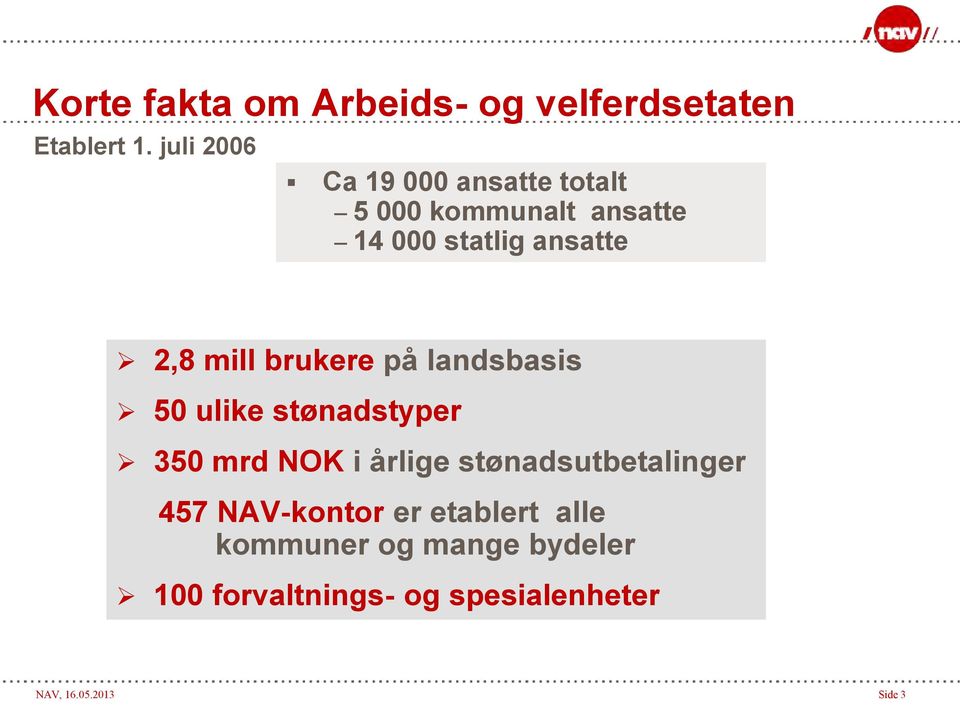 mill brukere på landsbasis 50 ulike stønadstyper 350 mrd NOK i årlige