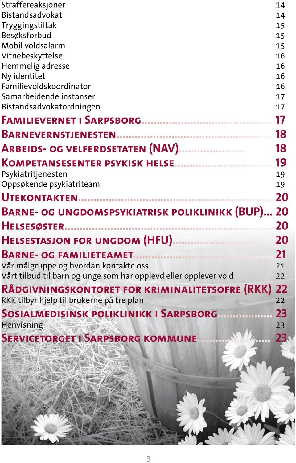 .. 19 Psykiatritjenesten 19 Oppsøkende psykiatriteam 19 Utekontakten... 20 Barne- og ungdomspsykiatrisk poliklinikk (BUP)... 20 Helsesøster... 20 Helsestasjon for ungdom (HFU).