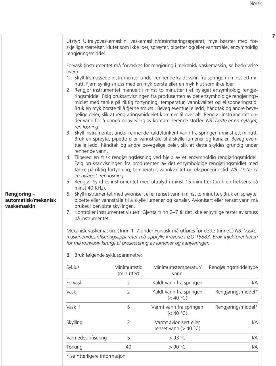 Skyll tilsmussede instrumenter under rennende kaldt vann fra springen i minst ett minutt. Fjern synlig smuss med en myk børste eller en myk klut som ikke loer. 2.