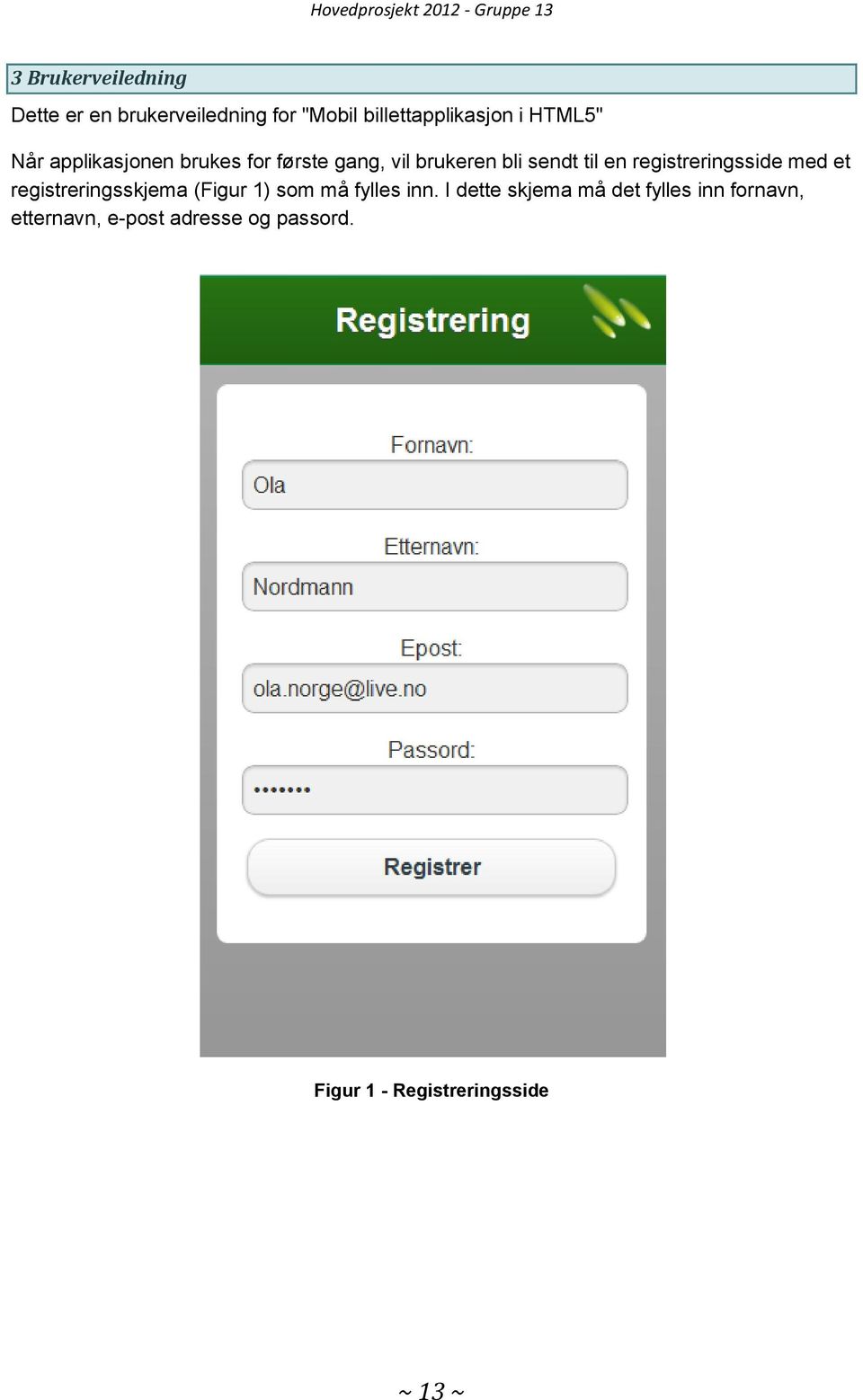 registreringsside med et registreringsskjema (Figur 1) som må fylles inn.