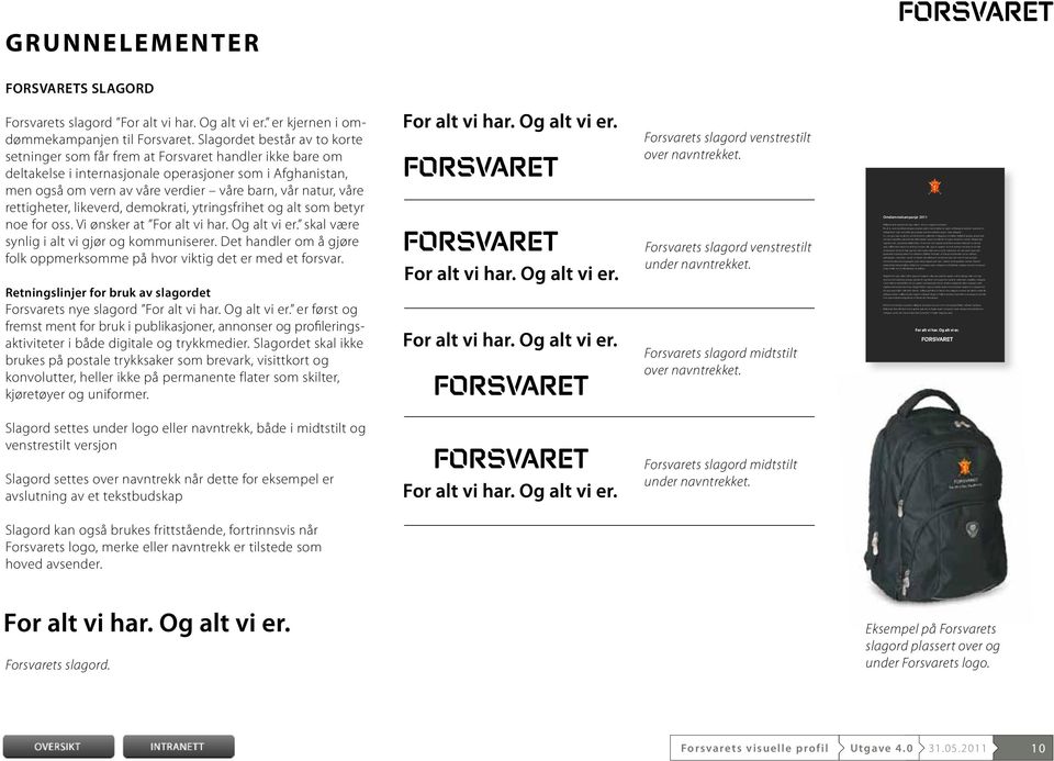 våre rettigheter, likeverd, demokrati, ytringsfrihet og alt som betyr noe for oss. Vi ønsker at For alt vi har. Og alt vi er. skal være synlig i alt vi gjør og kommuniserer.