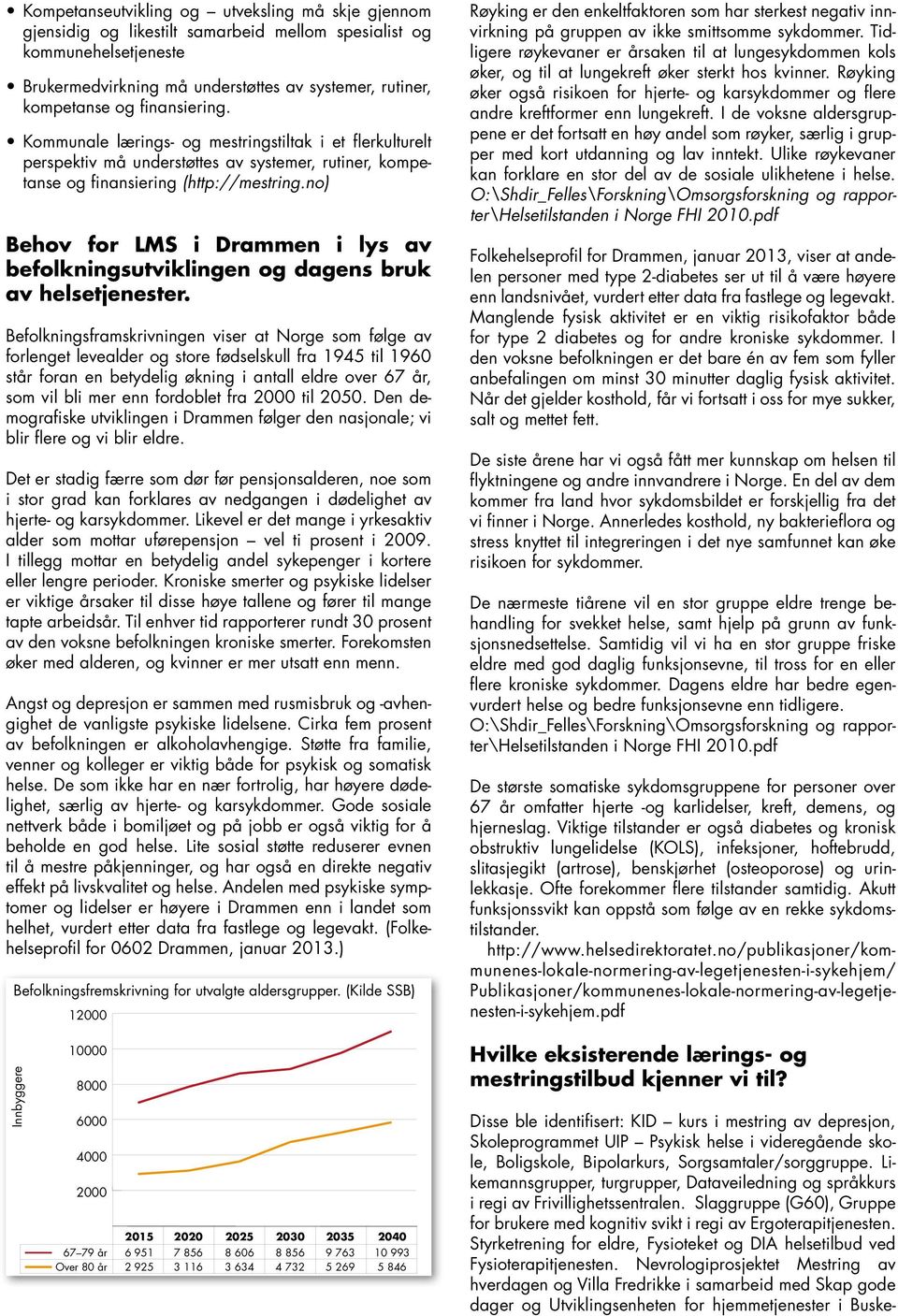 no) Behov for LMS i Drammen i lys av befolkningsutviklingen og dagens bruk av helsetjenester.