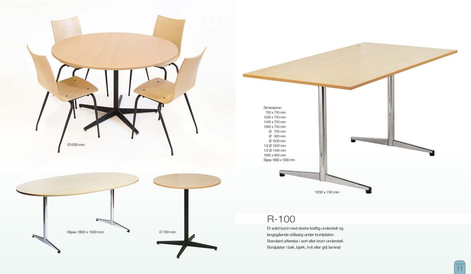 Et solid bord med ekstra kraftig understell og langsgående stålsarg under bordplaten.