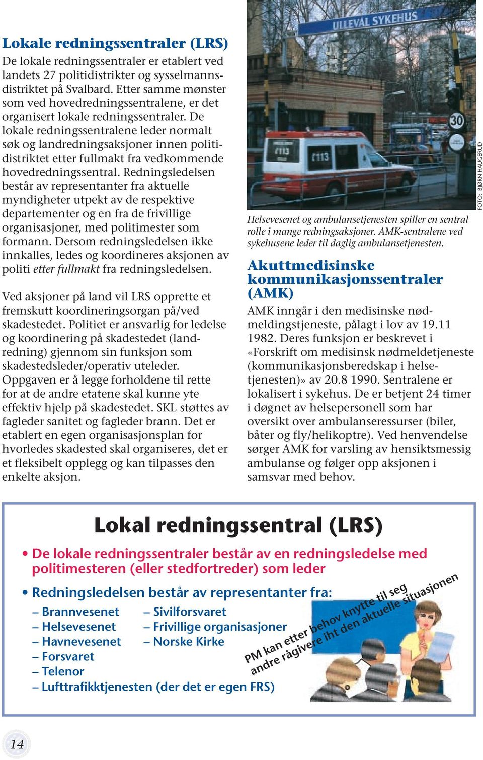 De lokale redningssentralene leder normalt søk og landredningsaksjoner innen politidistriktet etter fullmakt fra vedkommende hovedredningssentral.