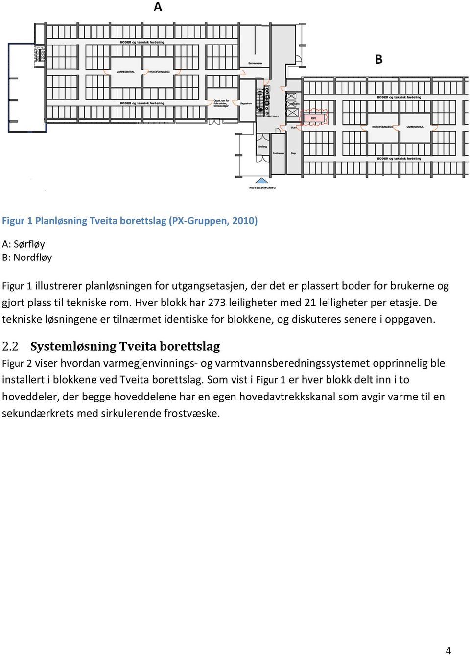 De tekniske løsningene er tilnærmet identiske for blokkene, og diskuteres senere i oppgaven. 2.