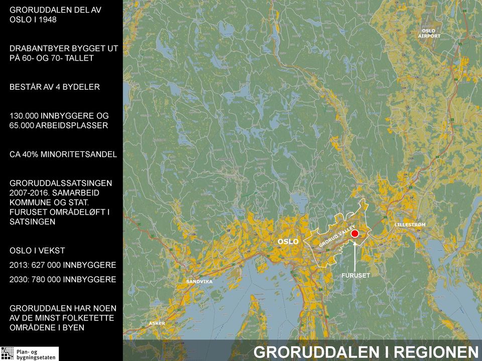 000 ARBEIDSPLASSER CA 40% MINORITETSANDEL GRORUDDALSSATSINGEN 2007-2016. SAMARBEID KOMMUNE OG STAT.