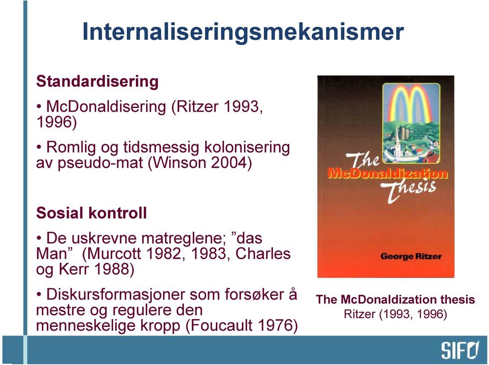 das Man (Murcott 1982, 1983, Charles og Kerr 1988) Diskursformasjoner som forsøker å mestre