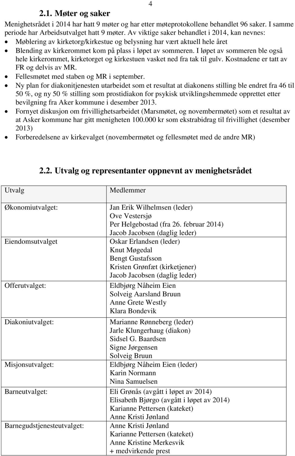 I løpet av sommeren ble også hele kirkerommet, kirketorget og kirkestuen vasket ned fra tak til gulv. Kostnadene er tatt av FR og delvis av MR. Fellesmøtet med staben og MR i september.