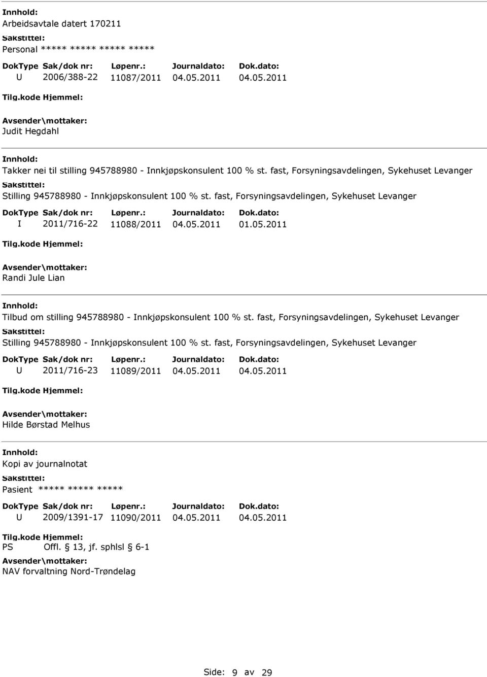 2011 Randi Jule Lian Tilbud om stilling 945788980 - nnkjøpskonsulent 100 % st.