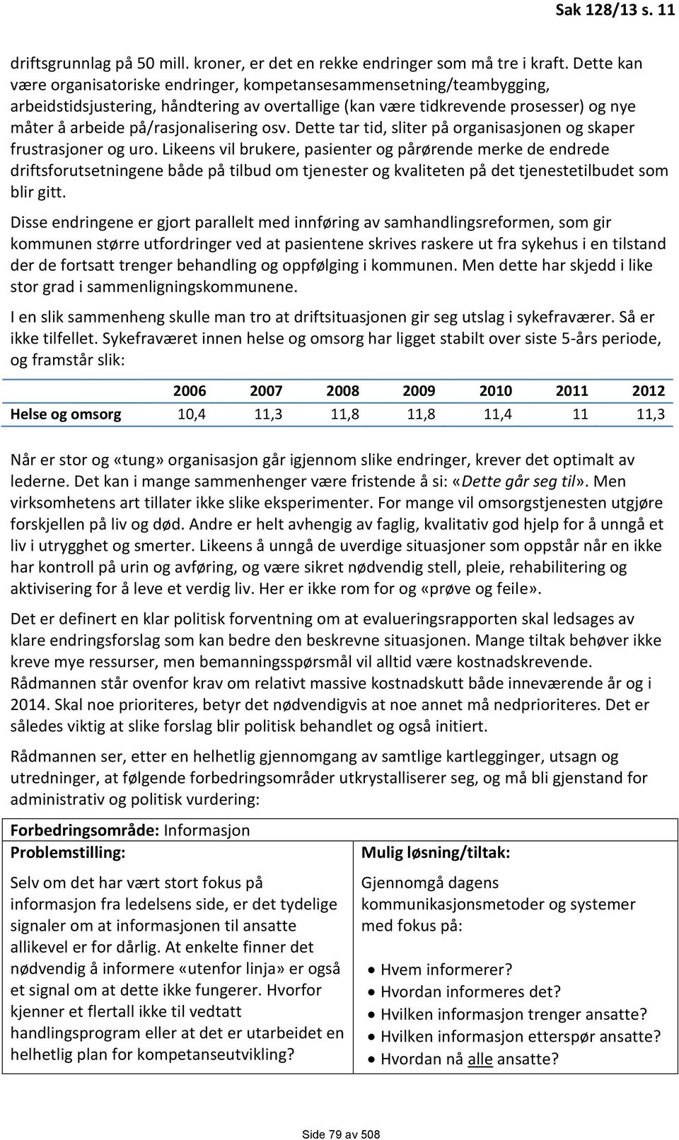 på/rasjonalisering osv. Dette tar tid, sliter på organisasjonen og skaper frustrasjoner og uro.