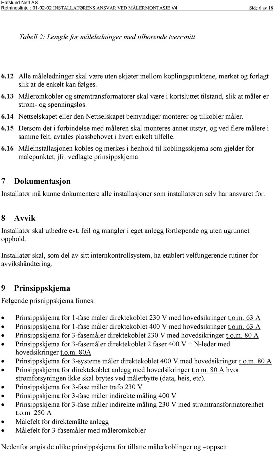 13 Måleromkobler og strømtransformatorer skal være i kortsluttet tilstand, slik at måler er strøm- og spenningsløs. 6.14 Nettselskapet eller den Nettselskapet bemyndiger monterer og tilkobler måler.