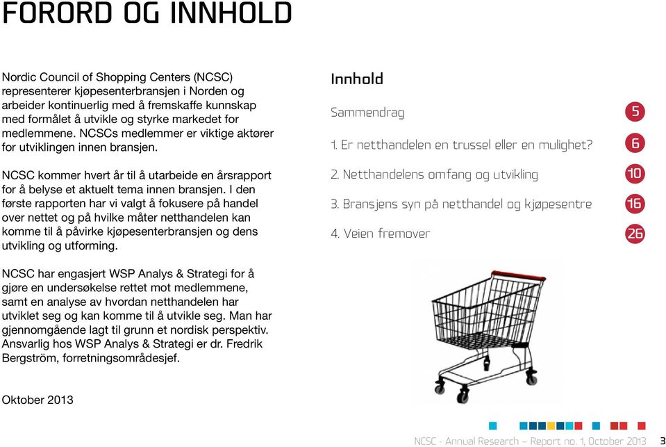 I den første rapporten har vi valgt å fokusere på handel over nettet og på hvilke måter netthandelen kan komme til å påvirke kjøpesenterbransjen og dens utvikling og utforming.