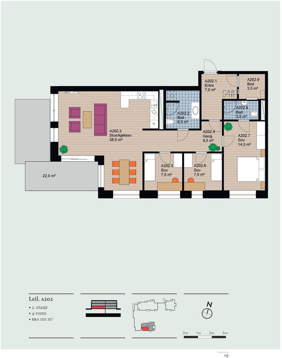 7 14,5 m² 22,0 m 2 A202.5 7,5 m² A202.6 7,5 m² Leil. a202 2.