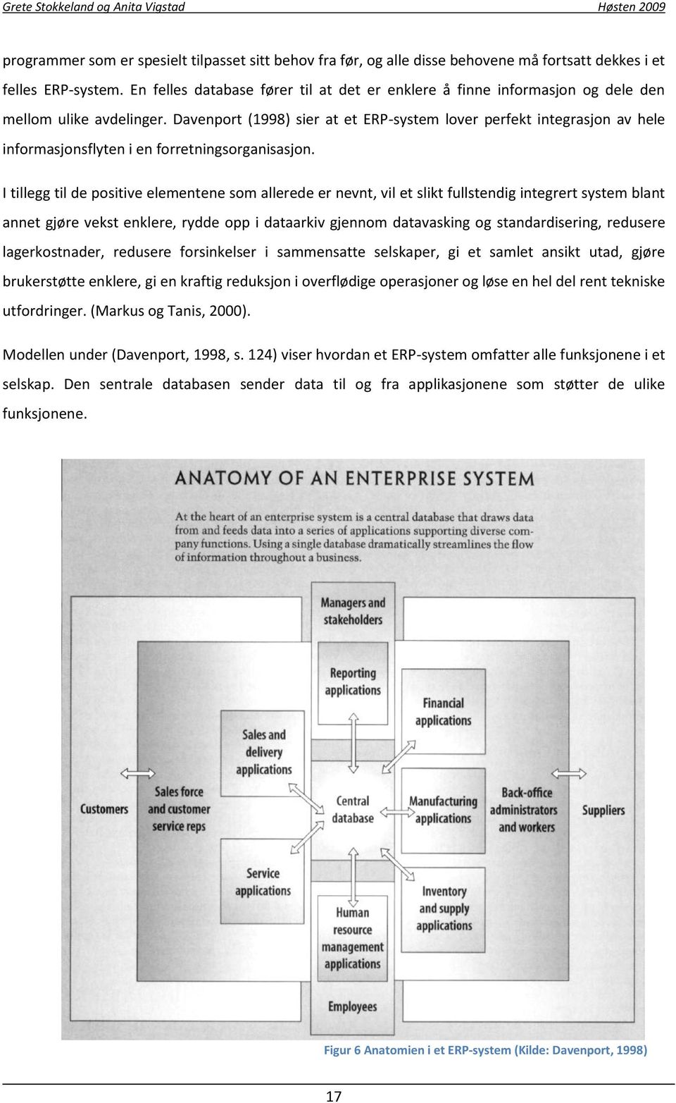 Davenport (1998) sier at et ERP-system lover perfekt integrasjon av hele informasjonsflyten i en forretningsorganisasjon.