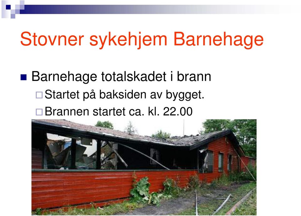 Startet på baksiden av bygget.