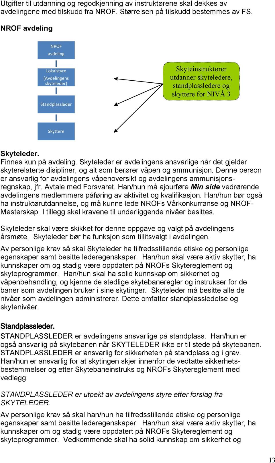 Finnes kun på avdeling. Skyteleder er avdelingens ansvarlige når det gjelder skyterelaterte disipliner, og alt som berører våpen og ammunisjon.