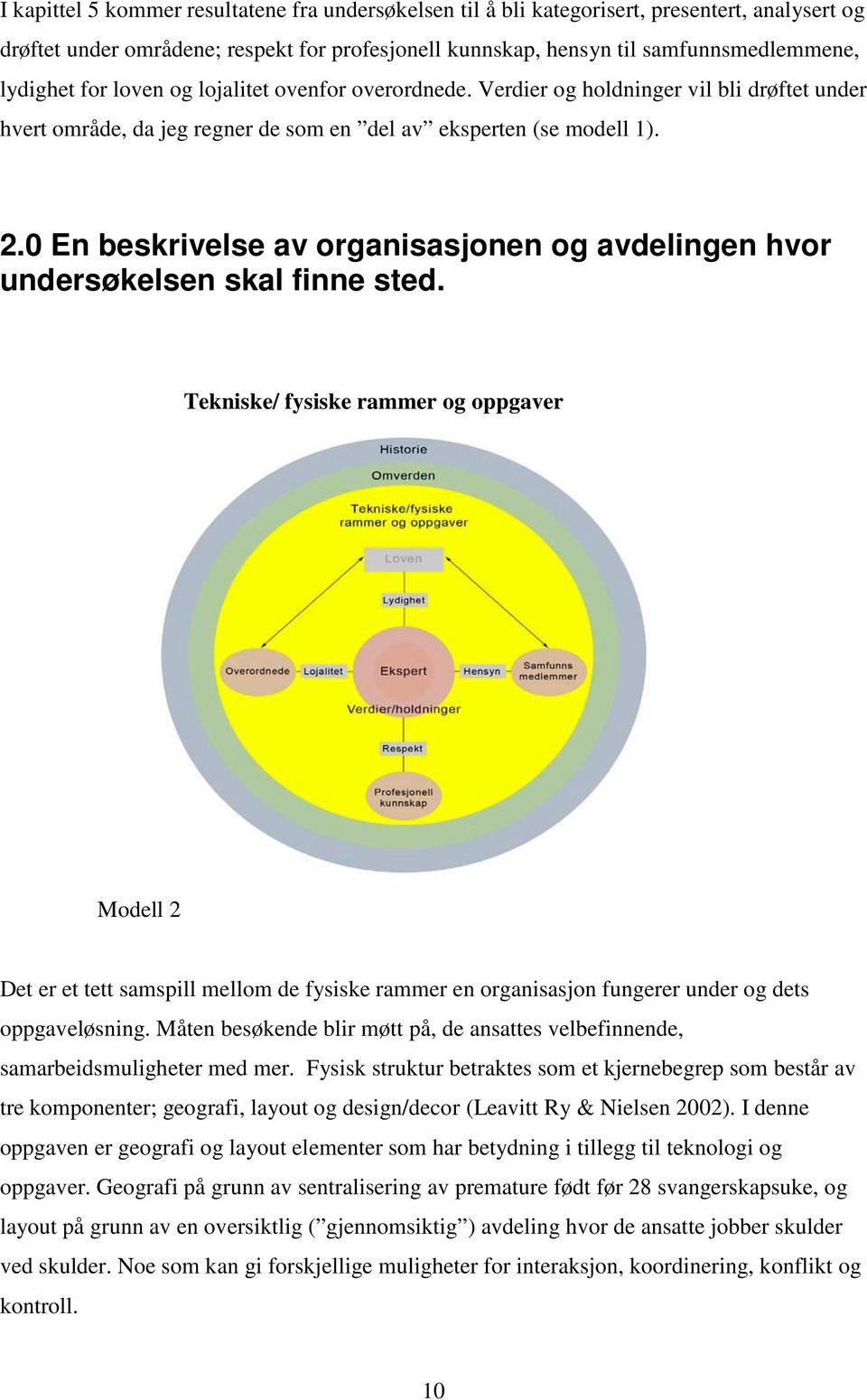 0 En beskrivelse av organisasjonen og avdelingen hvor undersøkelsen skal finne sted.