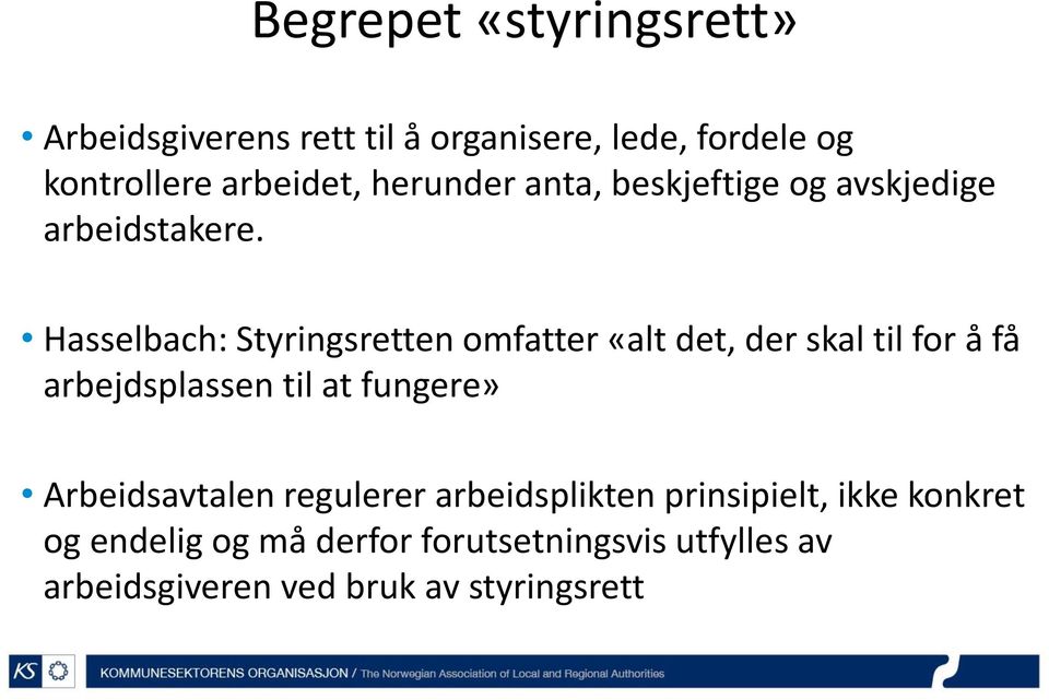 Hasselbach: Styringsretten omfatter «alt det, der skal til for å få arbejdsplassen til at fungere»