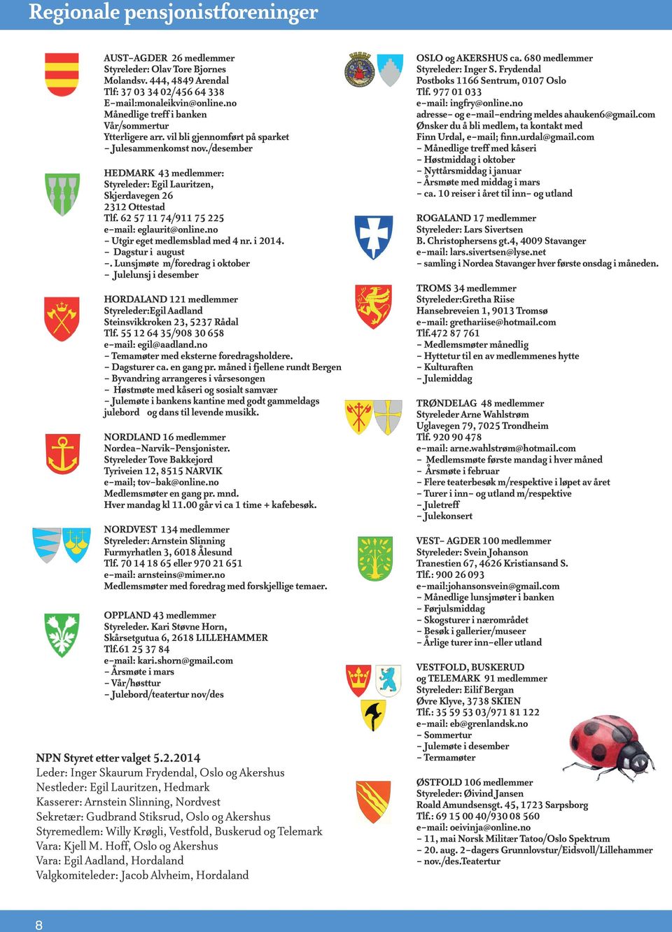 /desember HEDMARK 43 medlemmer: Styreleder: Egil Lauritzen, Skjerdavegen 26 2312 Ottestad Tlf. 62 57 11 74/911 75 225 e-mail: eglaurit@online.no - Utgir eget medlemsblad med 4 nr. i 2014.