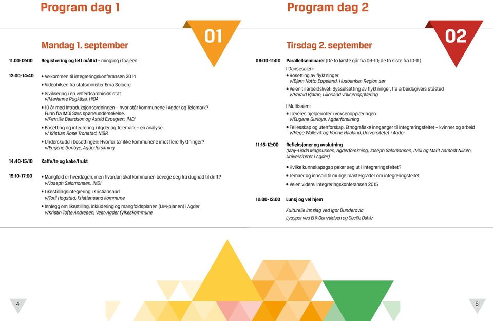 september 09:00-11:00 Parallellseminarer 09:00-11:00 Parallellseminarer (De to første går fra(de 09-10; to første de togår siste fra fra 09-10; 10-11) de to siste fra 10-11) I Dansesalen: I