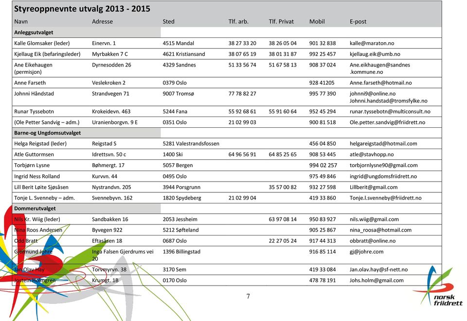 no Ane Eikehaugen (permisjon) Dyrnesodden 26 4329 Sandnes 51 33 56 74 51 67 58 13 908 37 024 Ane.eikhaugen@sandnes.kommune.no Anne Farseth Veslekroken 2 0379 Oslo 928 41205 Anne.farseth@hotmail.