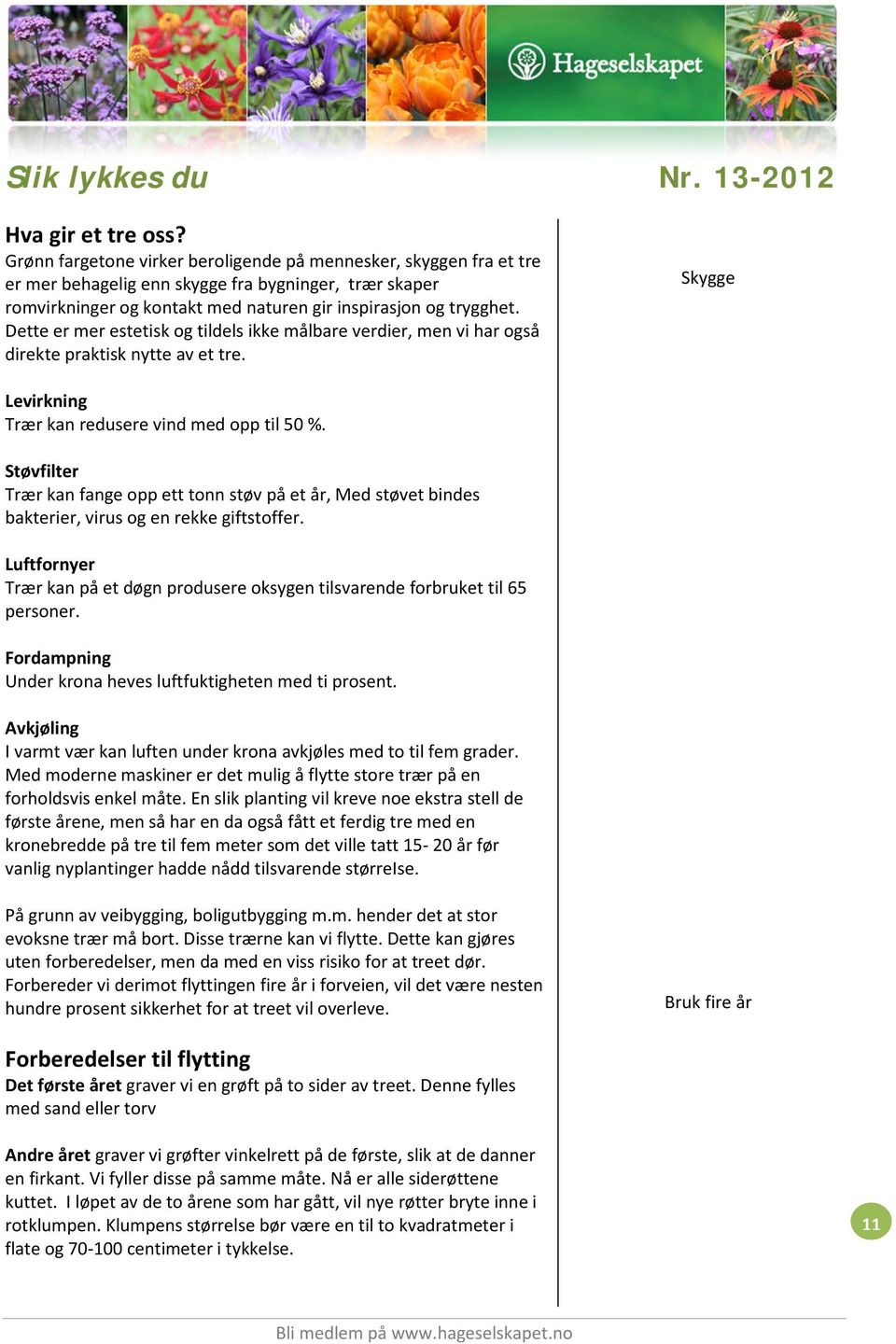 Dette er mer estetisk og tildels ikke målbare verdier, men vi har også direkte praktisk nytte av et tre. Skygge Levirkning Trær kan redusere vind med opp til 50 %.