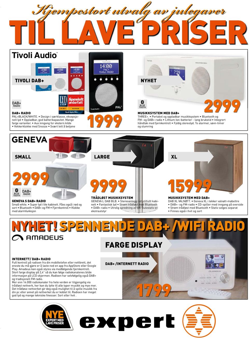 Portabel og oppladbar musikksystem Bluetooth og FM- og DAB+-radio Lithium Ion-batterier - lang brukstid Integrert håndtak med fjernkontroll Fyldig stereolyd.