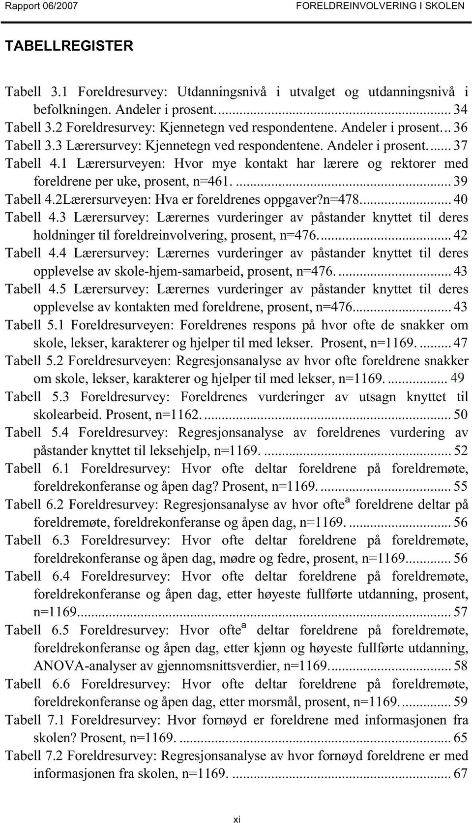 1 Lærersurveyen: Hvor mye kontakt har lærere og rektorer med foreldrene per uke, prosent, n=461.... 39 Tabell 4.2Lærersurveyen: Hva er foreldrenes oppgaver?n=478... 40 Tabell 4.