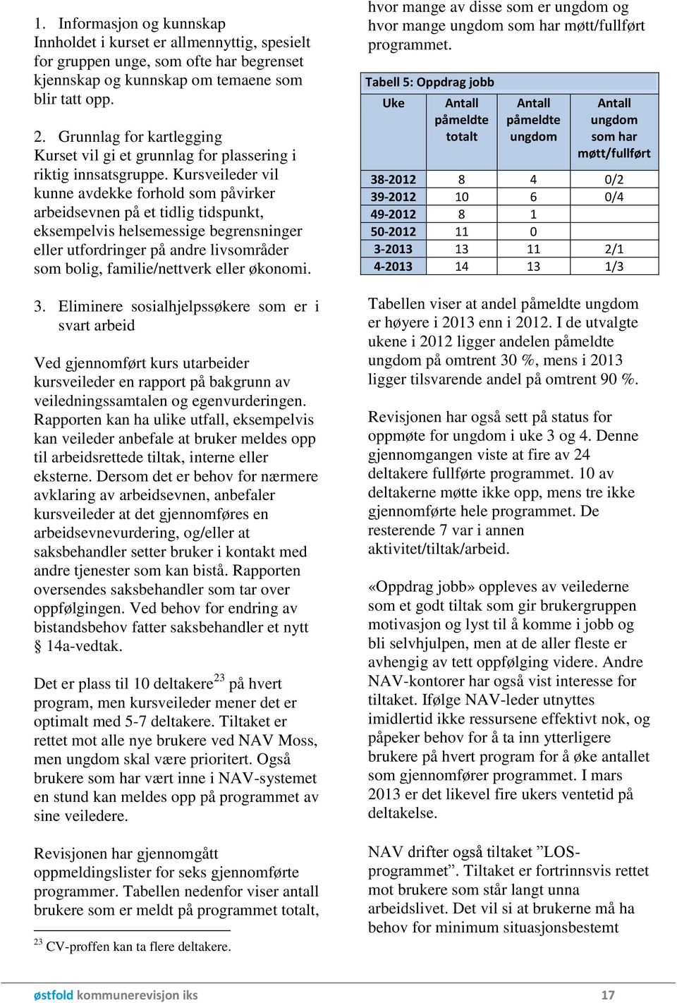 Kursveileder vil kunne avdekke forhold som påvirker arbeidsevnen på et tidlig tidspunkt, eksempelvis helsemessige begrensninger eller utfordringer på andre livsområder som bolig, familie/nettverk