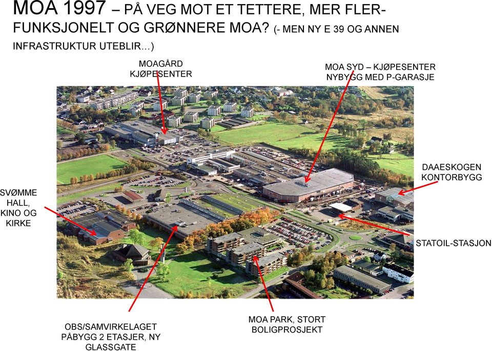 KJØPESENTER NYBYGG MED P-GARASJE SVØMME HALL, KINO OG KIRKE DAAESKOGEN