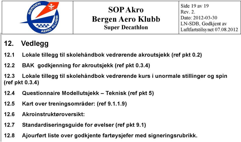 3 Lokale tillegg til skolehåndbok vedrørende kurs i unormale stillinger og spin (ref pkt 0.3.4) 12.