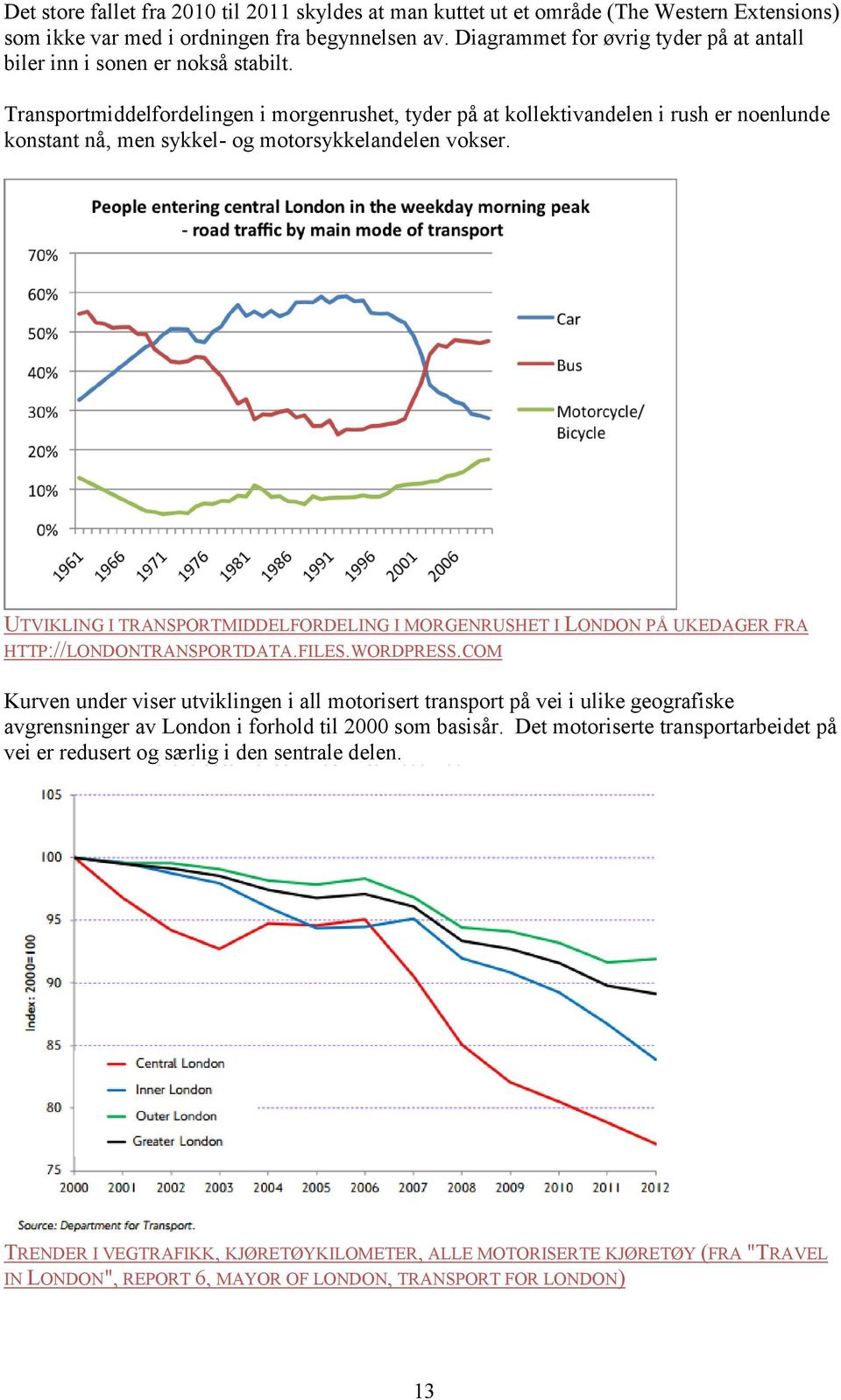 Transportmiddelfordelingen i morgenrushet, tyder på at kollektivandelen i rush er noenlunde konstant nå, men sykkel- og motorsykkelandelen vokser.