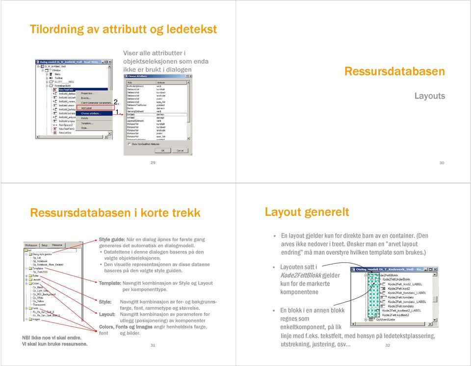 gang genereres det automatisk en dialogmodell. Datafeltene i denne dialogen baseres på den valgte objektseleksjonen. Den visuelle representasjonen av disse dataene baseres på den valgte style guiden.