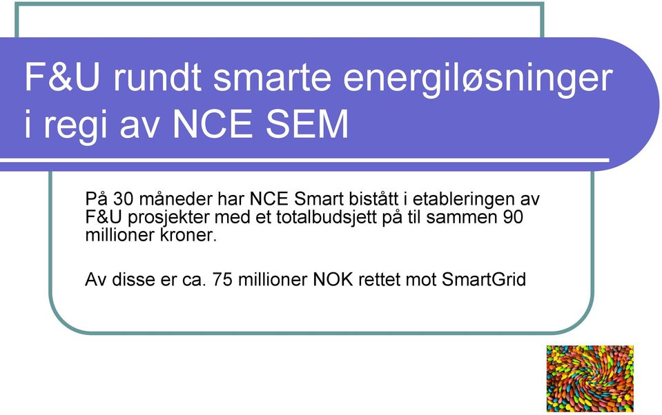 prosjekter med et totalbudsjett på til sammen 90