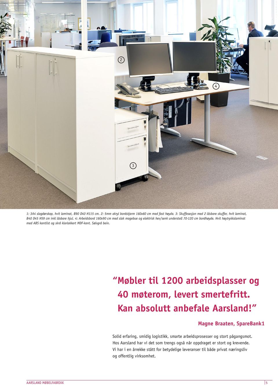 Møbler til 1200 arbeids plasser og 40 møterom, levert smerte fritt. Kan absolutt anbefale Aarsland!