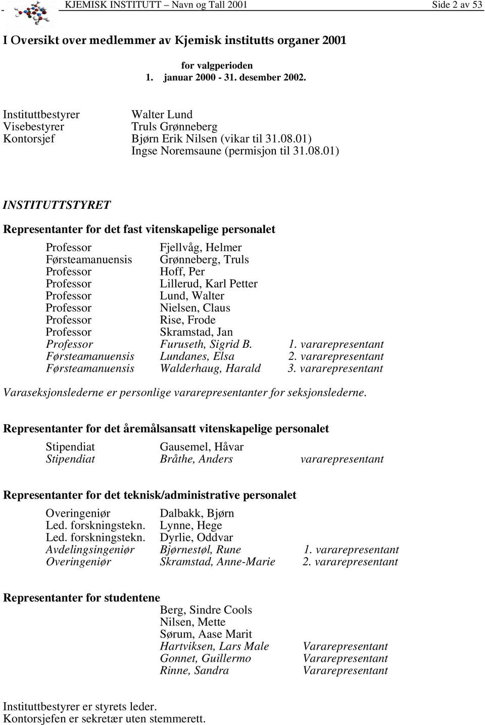 01) Ingse Noremsaune (permisjon til 31.08.